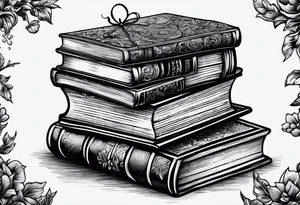 Jigsaw puzzle of a Stack of books tattoo idea