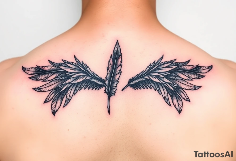 colorful feathers fine line elegant tattoo idea
