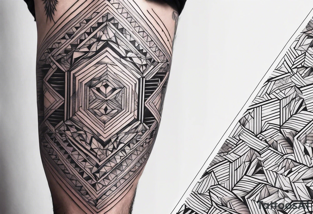 pattern geometric full male leg sleeve tattoo idea