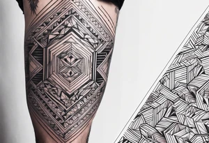 pattern geometric full male leg sleeve tattoo idea
