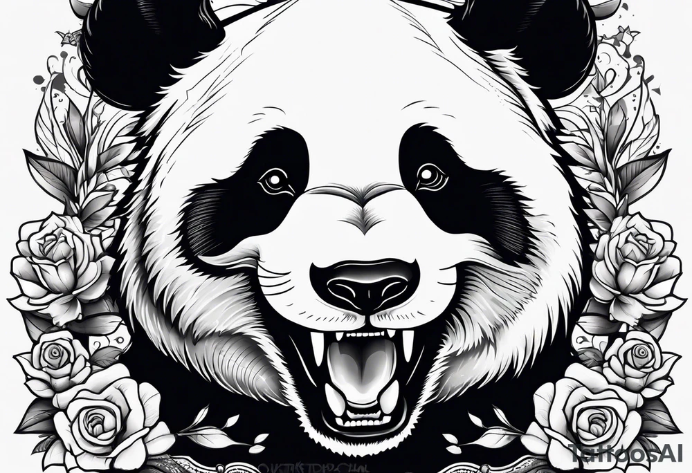 Panda shouting tattoo idea