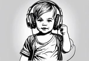 Toddler dancing with headphones tattoo idea