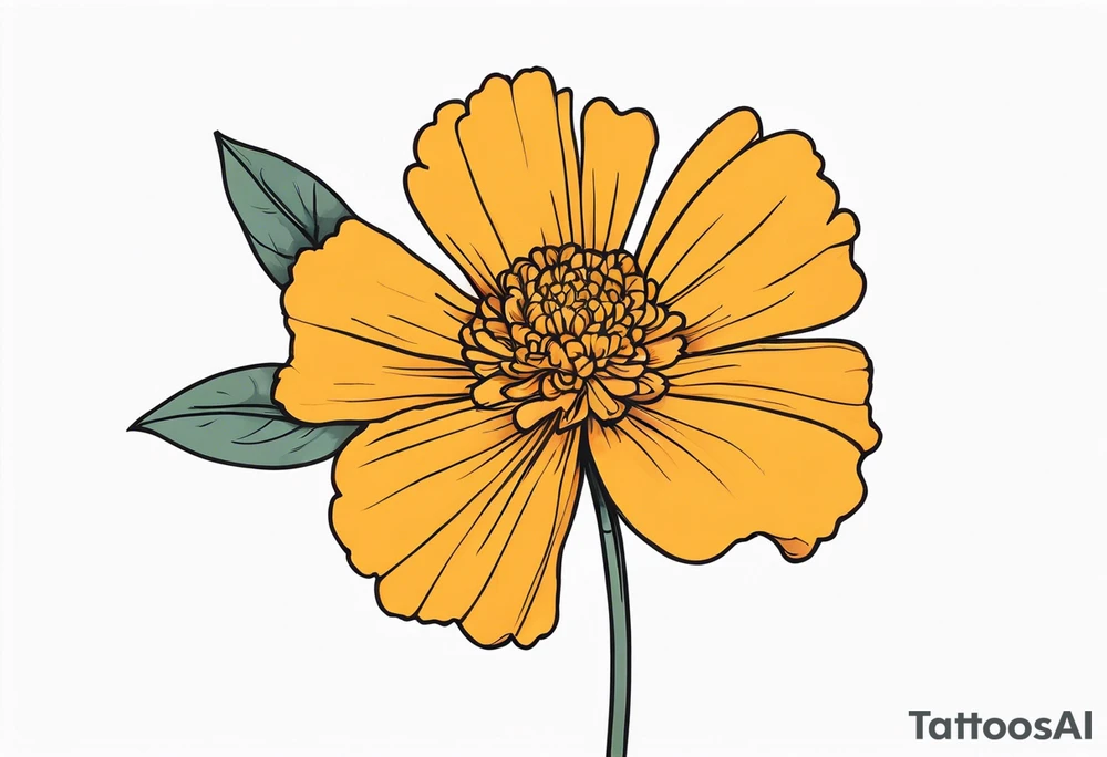 Marigold flower with stem tattoo idea