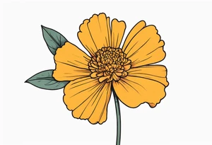 Marigold flower with stem tattoo idea