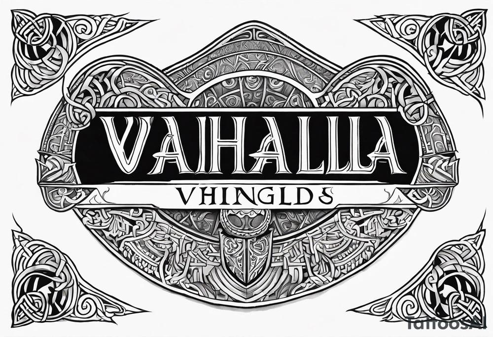 Valhalla viking gods shield tattoo idea