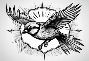 sunrays sparrow flying tattoo idea