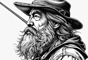 fisherman fishing full body simple drawing tattoo idea