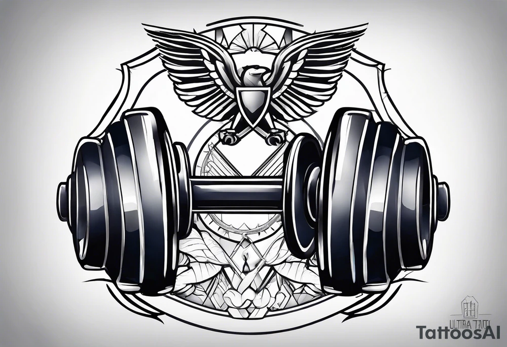 Dumbbell and strength mindset tattoo idea
