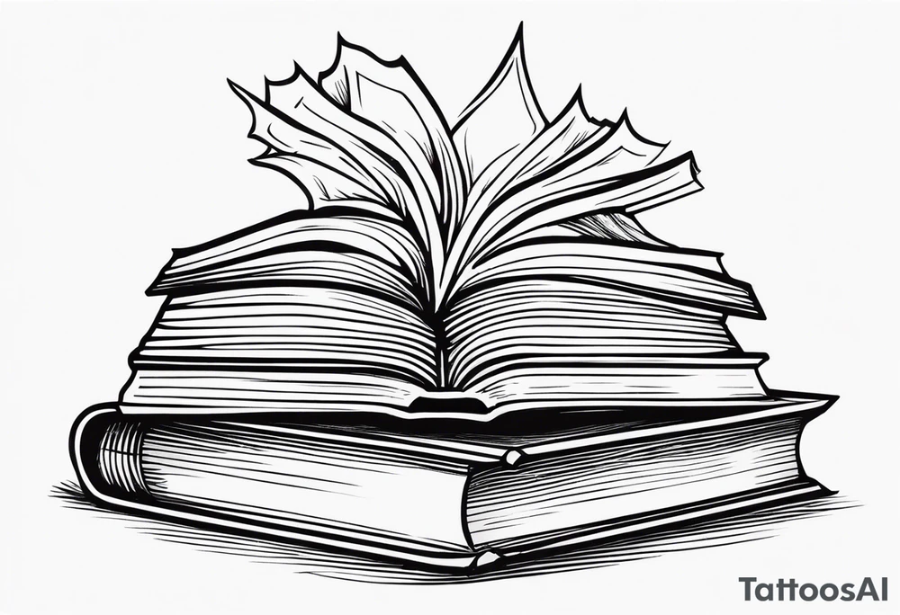 Open book on top of a stack of books tattoo idea