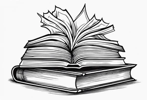 Open book on top of a stack of books tattoo idea