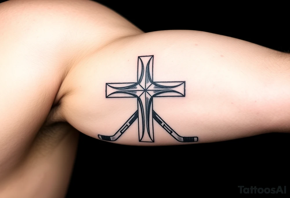 Hockey sticks made into a cross tattoo idea
