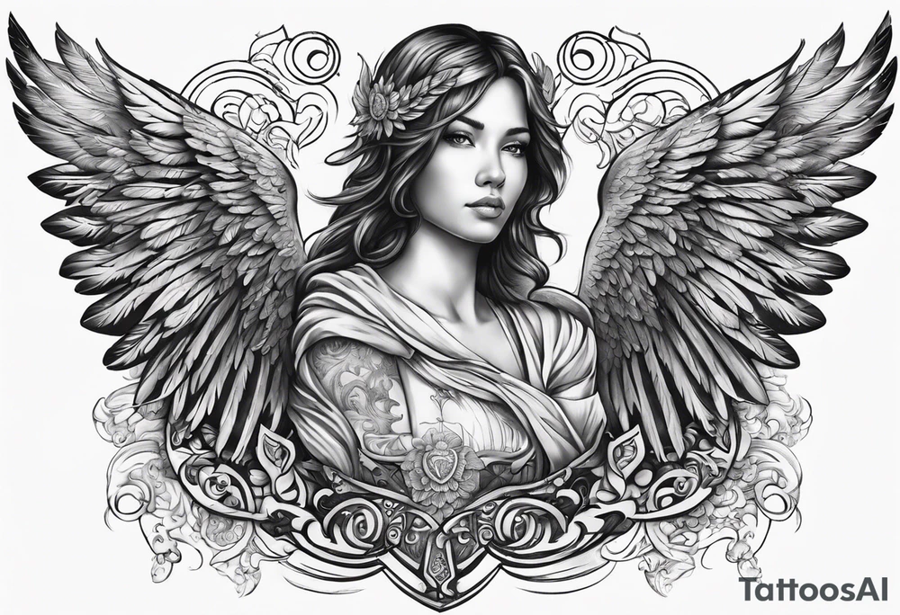 The word Glenn with angel Wings at the side tattoo idea