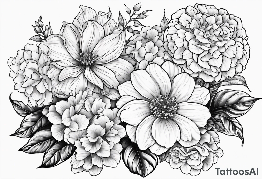 Begonia flower, hydrangeas, marigolds, gerber daisies, roses, lily tattoo idea Begonia flower, hydrangeas, marigolds, gerber daisies, roses, lily tattoo idea