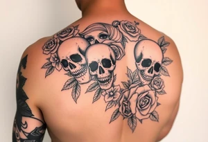 Arm sleeve with day of the dead marlyin Monroe Louie vution signs everywhere roses skulls dead dolls tattoo idea