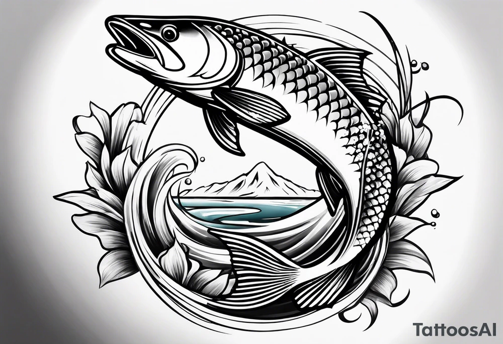 Fishing swimming tattoo idea
