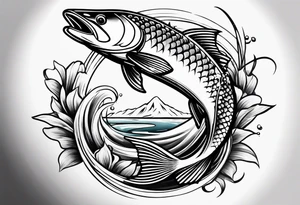 Fishing swimming tattoo idea