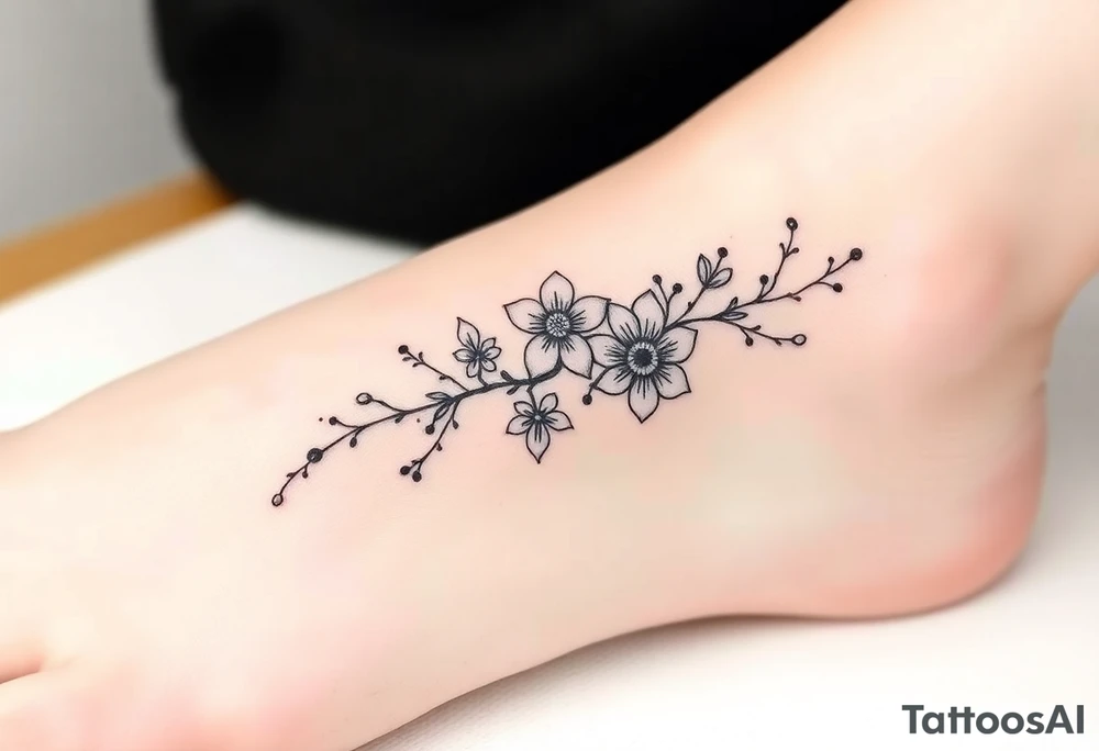 long branch with flowers tattoo idea