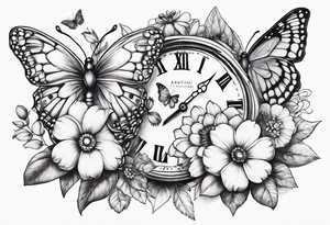 flowers,butterflies,ladybugs,time,love,family tattoo idea