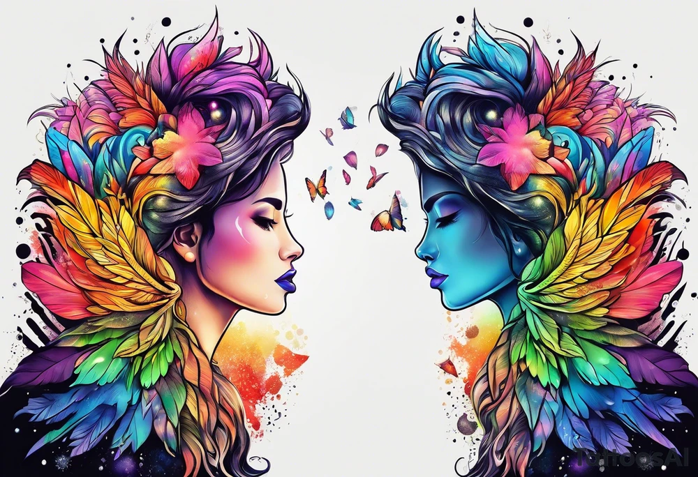 You never walk alone in rainbow colors tattoo idea