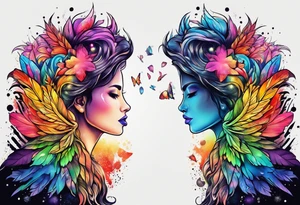 You never walk alone in rainbow colors tattoo idea