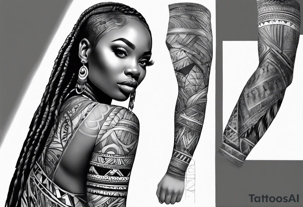 african, cultural, arm sleeve tattoo idea