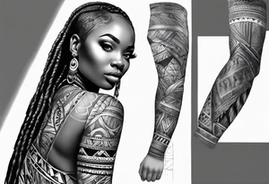 african, cultural, arm sleeve tattoo idea