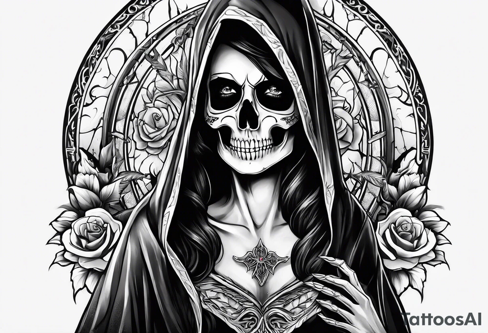 lady skeleton grim reaper satan tattoo idea