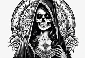 lady skeleton grim reaper satan tattoo idea