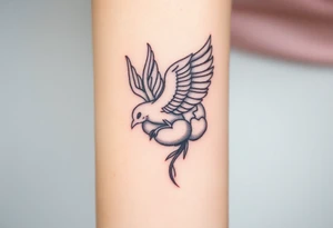 A phoenix flying out of a brain tattoo idea