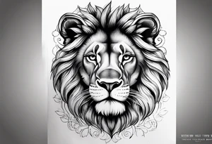 Lion face thigh tattoo half lion half design tattoo idea