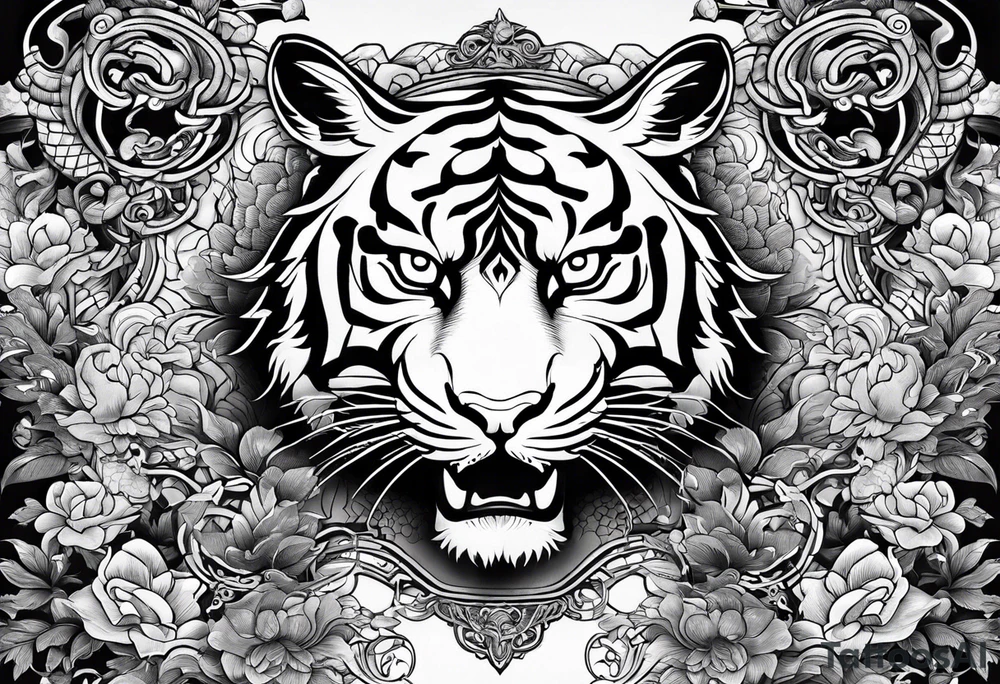 chinesische Mauer mit Tiger, Ratte und schlange tattoo idea