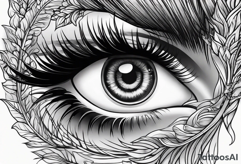 Half Lion eye half lady eye tattoo idea