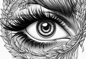 Half Lion eye half lady eye tattoo idea