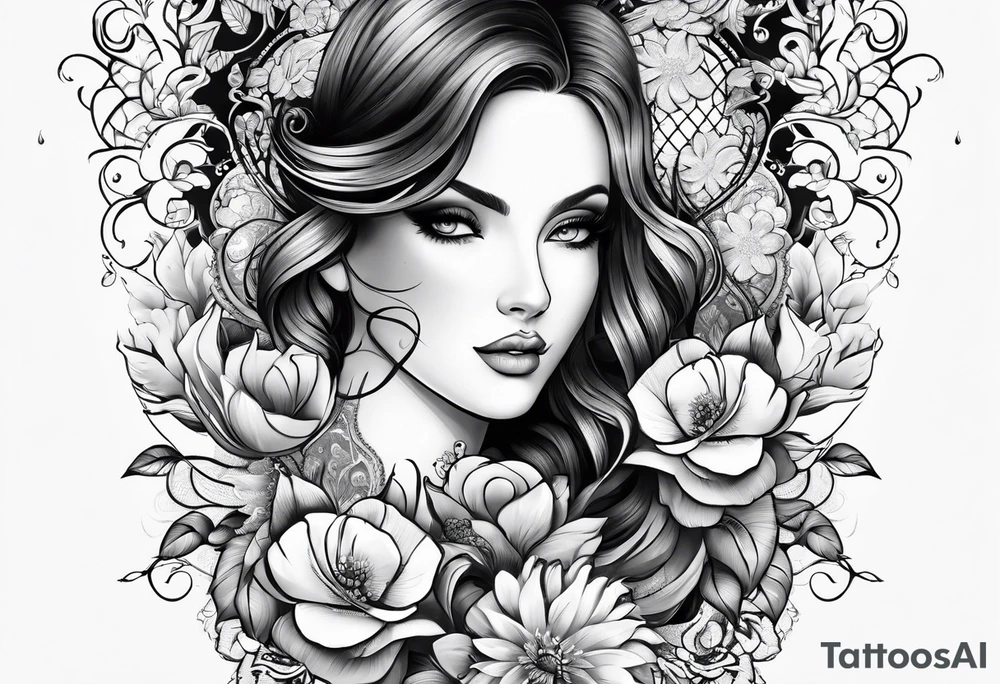 half sleeve with flowers and lace tattoo idea half sleeve with flowers and lace tattoo idea