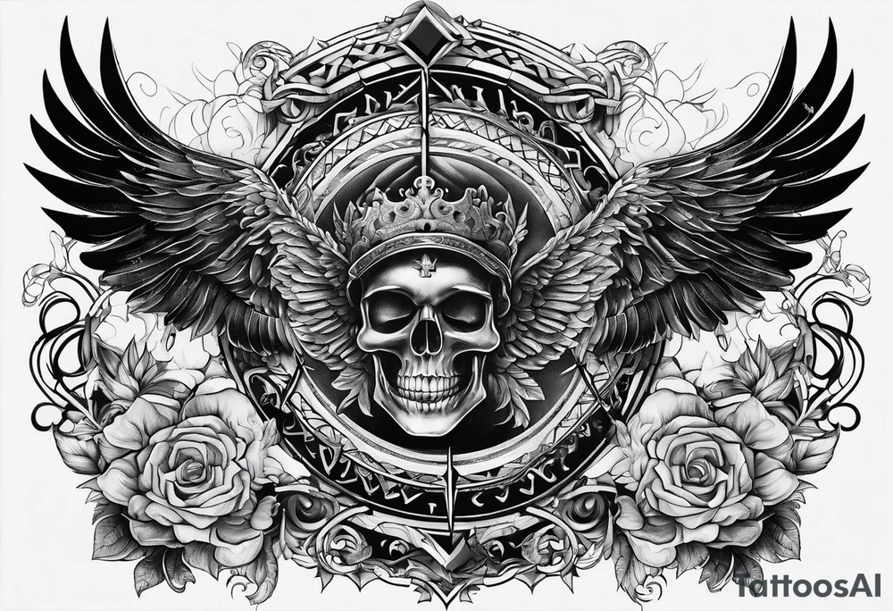 Cross road between good and evil , indulgence and discipline tattoo idea