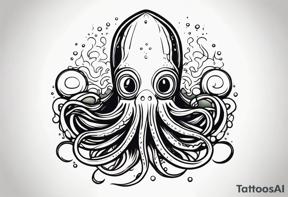 Fear of the deep squid body ink
lowbrow art tattoo idea