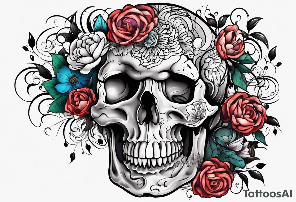 Brain and flower tattoo idea