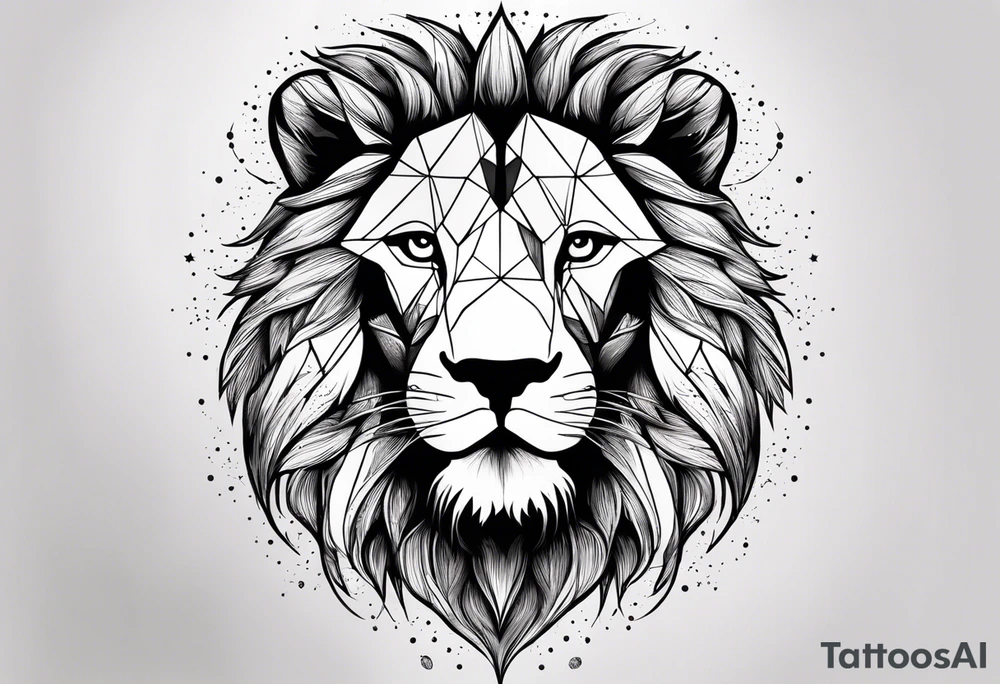 Une tête de lion de 3/4. Avec la constellation du sagittaire dans sa fourrure tattoo idea