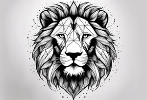 Une tête de lion de 3/4. Avec la constellation du sagittaire dans sa fourrure tattoo idea