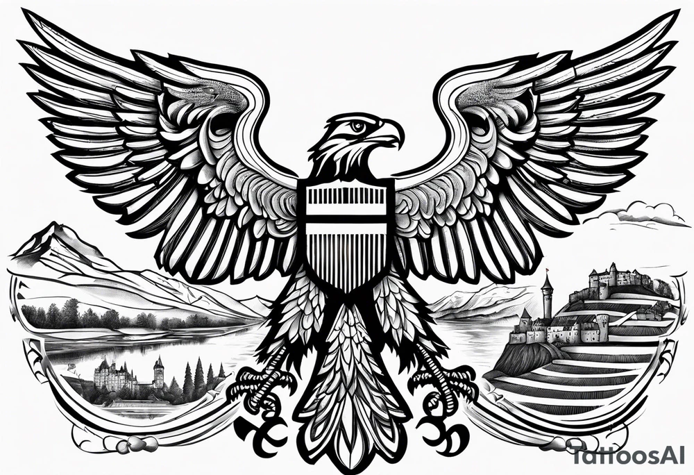 deutschland adler fahne heimatliebe burg tattoo idea