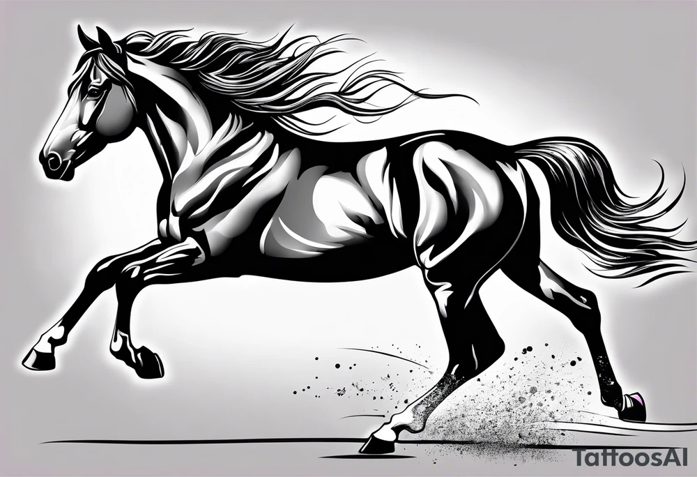 Turn pink ribbon into bucking horse tattoo idea