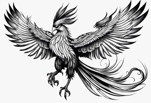 phoenix with extra long tail feathers and a long neck tattoo idea