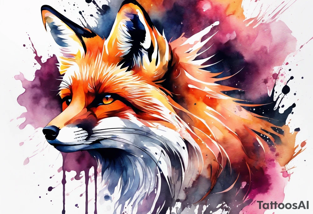Watercolor fox tattoo idea
