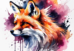 Watercolor fox tattoo idea
