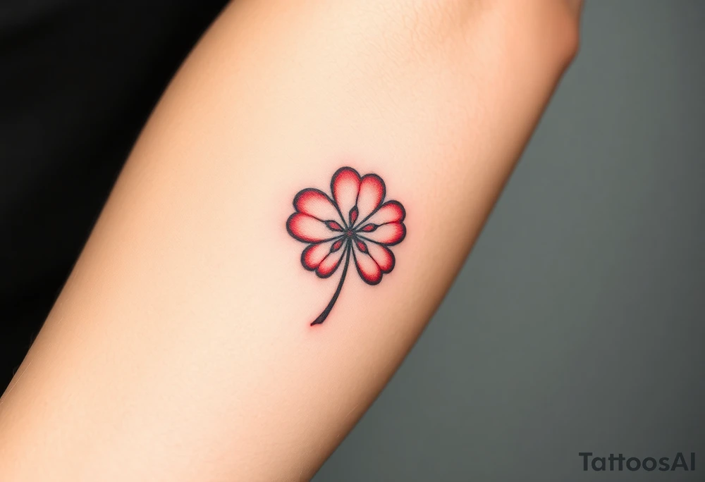 A red five leaf clover tattoo idea