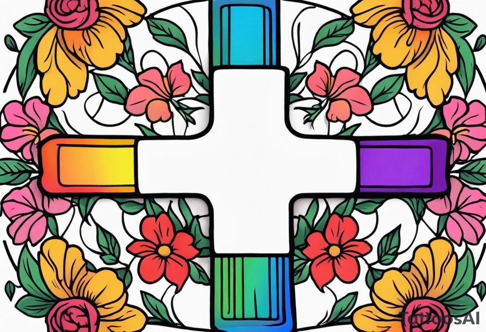 rainbow
old school vintage simple traditional design surrounded by vintage flowers cross



bold color simple tattoo idea