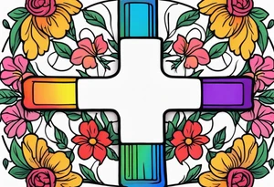 rainbow
old school vintage simple traditional design surrounded by vintage flowers cross



bold color simple tattoo idea