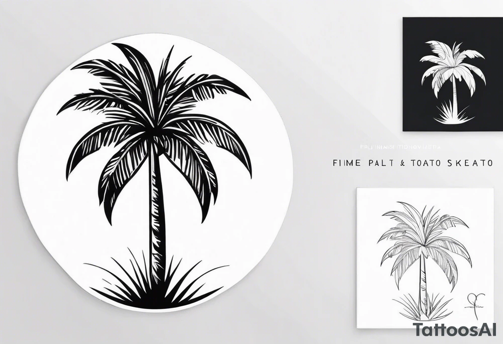 fine line tattoo of a palm tree tattoo idea