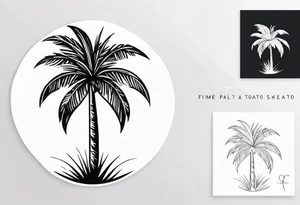 fine line tattoo of a palm tree tattoo idea