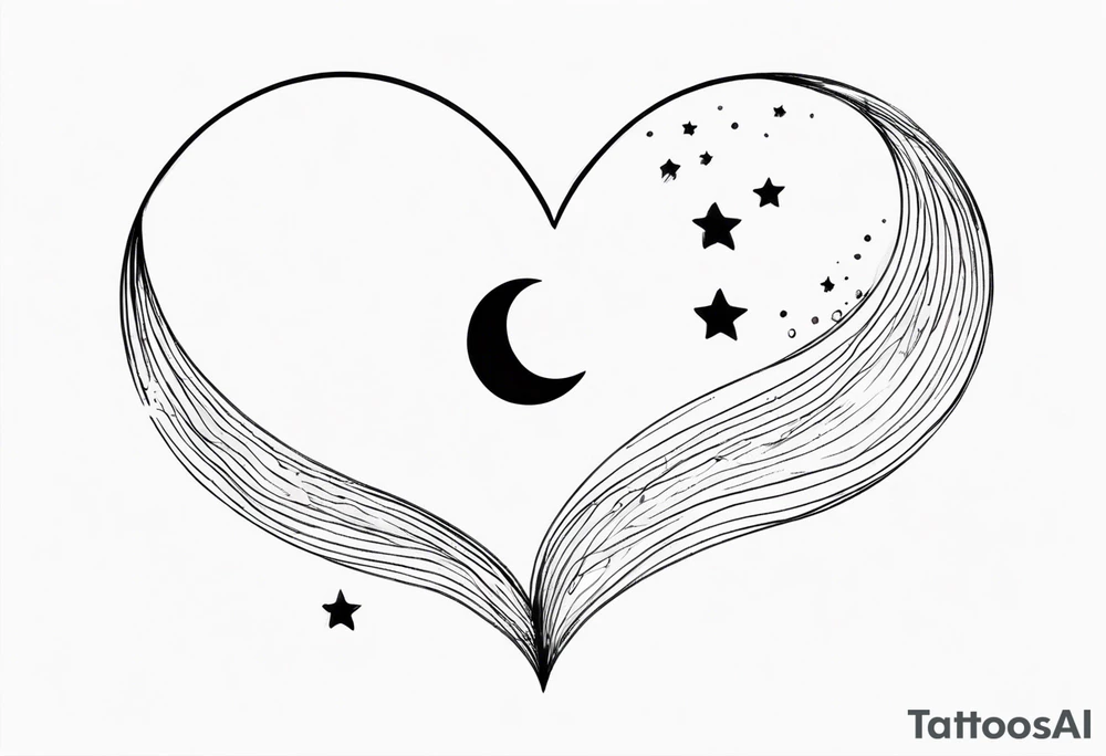 Crescent moon with a love heart inside tattoo idea